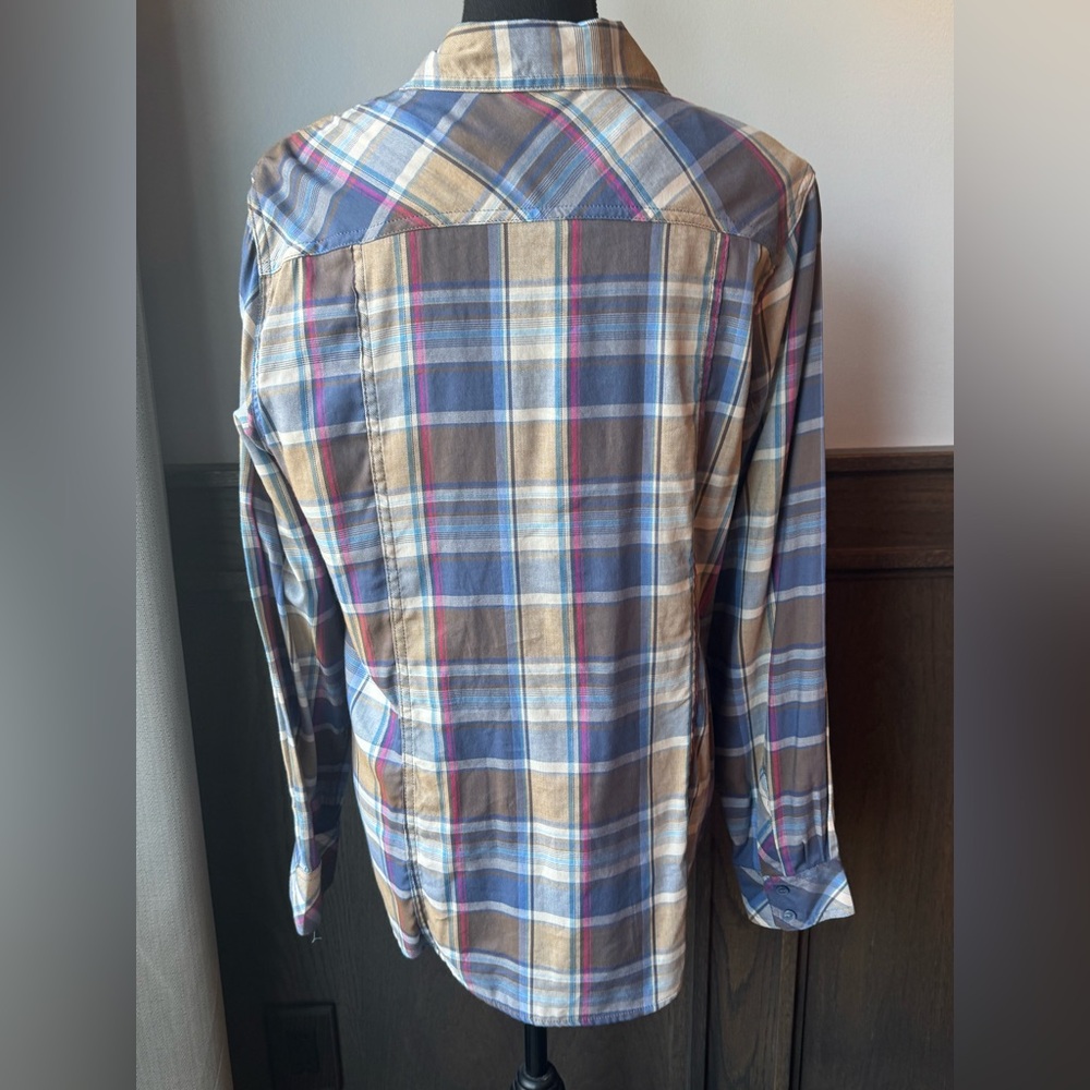 Bit & Bridle Multicolor Plaid Button Down Shirt EUC Large - Picture 4 of 9